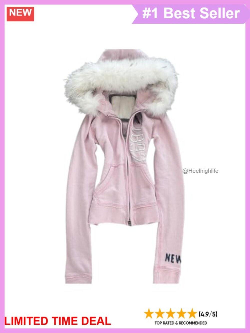 Faux Fur Zip Up Hoodie Y2K Streetwear Grunge Fall Winter Sweatshirt Jacket